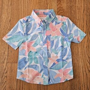 NWT! Vintage Summer Tropical Floral Kids Button-Down Shirt Toddler Boys size 4T